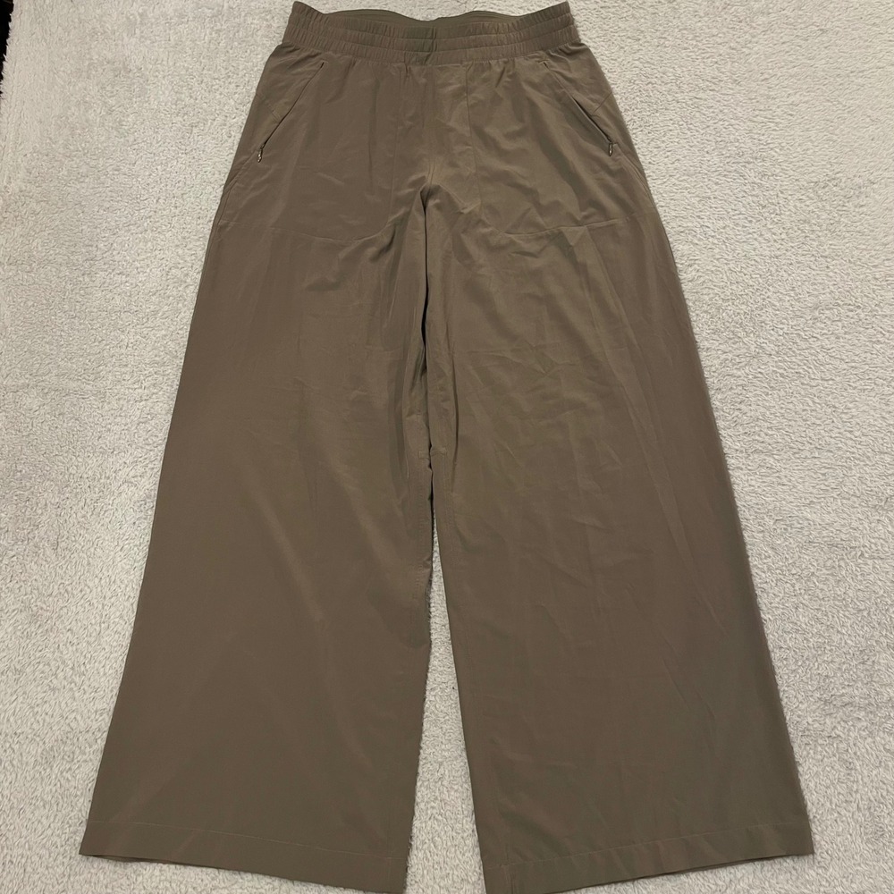 Lululemon Swift Mid Rise Wide Leg Pant Womens 10 Brown Taupe Stretch Lightweight